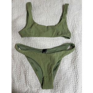 TRIANGL waffle material bathing suit in olive green